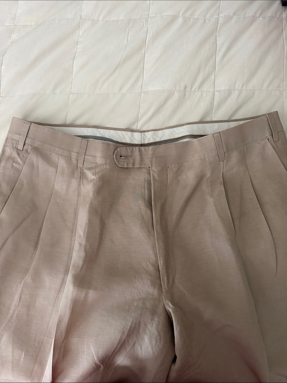 Men's Pleated Linen/Silk Dress Pants - Picture 2 of 6